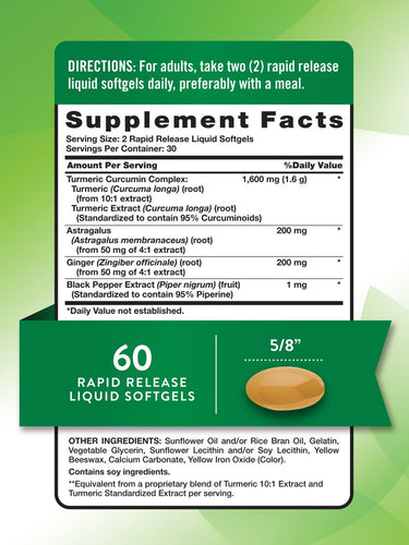 Turmeric Curcumin Complex 1600 mg Complex with Ginger and Black Pepper