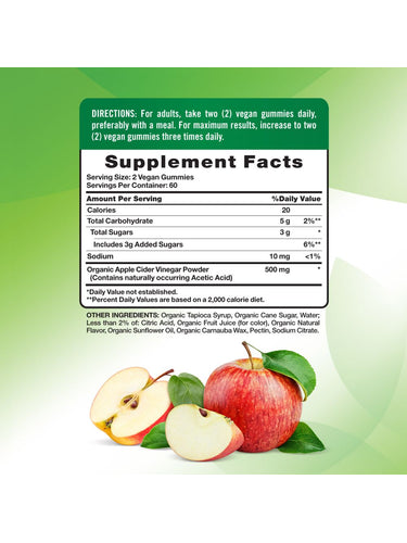 Organic Apple Cider Vinegar Gummies | 120 Count