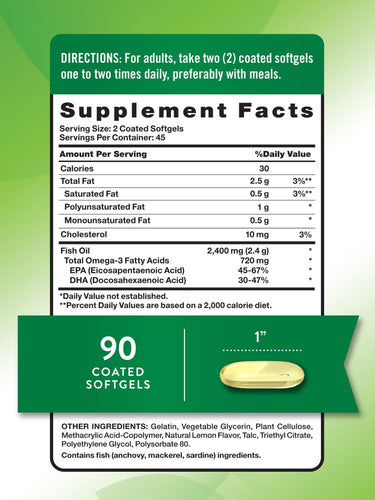 Huile de Poisson Oméga 3 2000 mg | Saveur Citron Sans Odeur