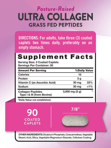 Collagen 3000 mg Hydrolyzed Type 1 & 3 with Vitamin C