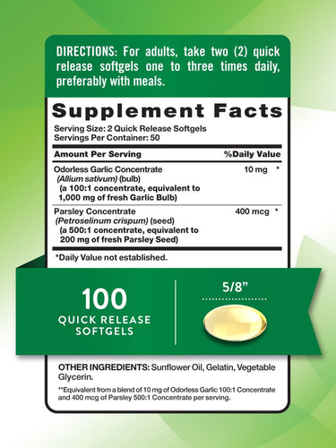 Odorless Garlic and Parsley | 100 Softgels