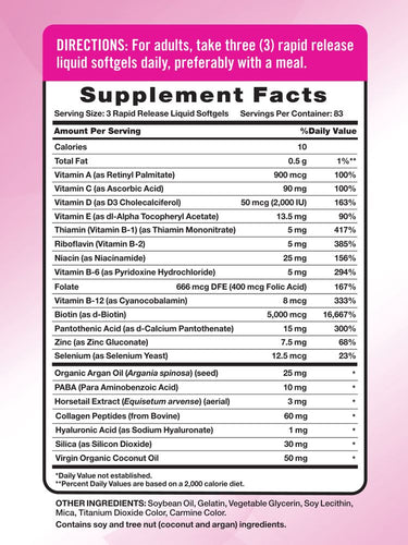 Vitamines pour Cheveux, Peau et Ongles | 5000mcg