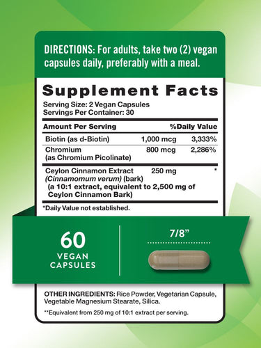 Ceylon Cinnamon 2500 mg with Biotin, Chromium