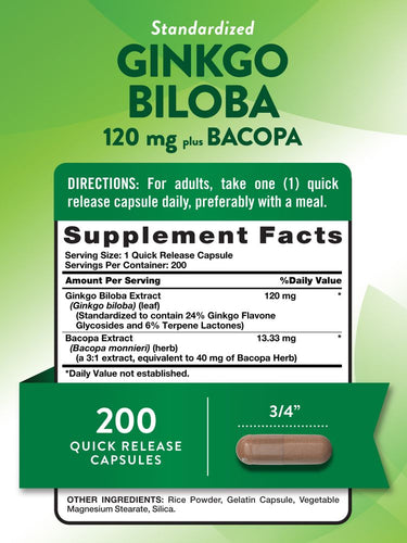 Ginkgo Biloba Extract 120 mg with Bacopa