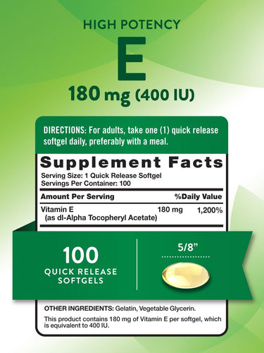 Vitamine E 400 UI (180 mg) | 100 Capsules molles