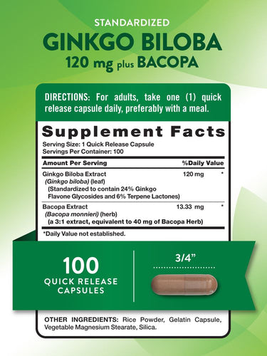 Extracto de Ginkgo Biloba 120 mg con Bacopa