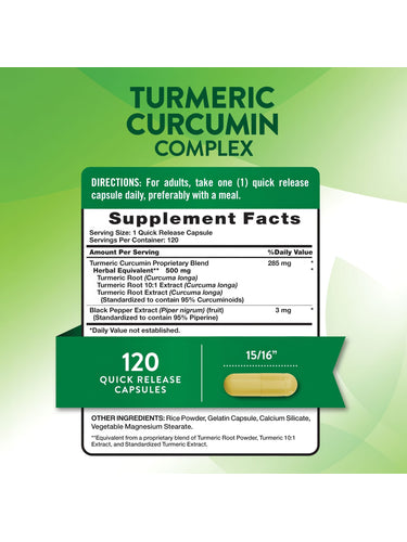 Turmeric Curcumin Complex with Black Pepper | 120 Capsules