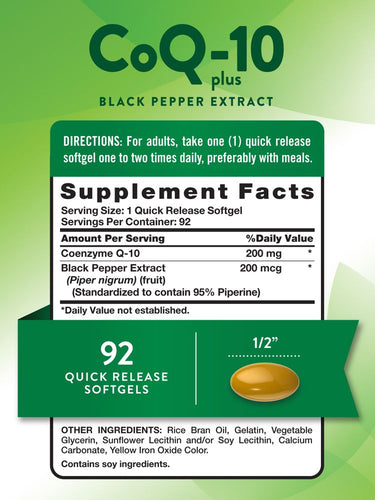 CoQ-10 200 mg con Pimienta Negra