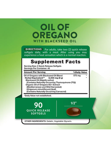 Oil of Oregano with Black Seed Oil | 90 Softgels