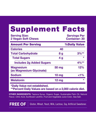 Melatonin with Magnesium Soft Chews | 60 Count