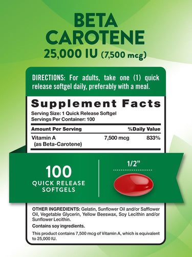 Betacaroteno 25,000 UI (7500 mcg)