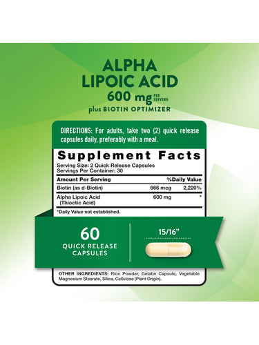 Ácido Alfa Lipóico 600mg com Biotina