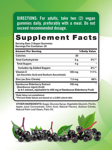 Sambucus Sureau Noir avec Vitamine C, Zinc