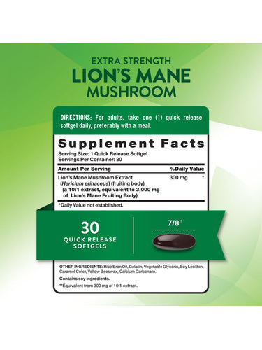 Extrato de Lion's Mane 3.000mg | 30 Cápsulas Gelatinosas