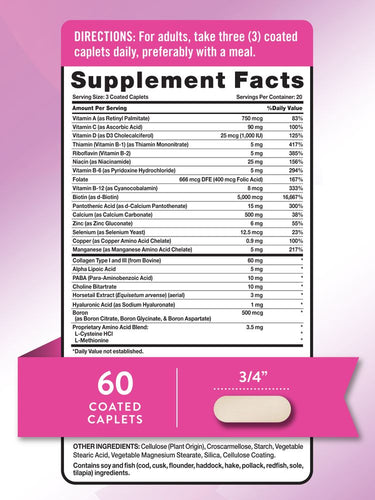 Hair Skin and Nails Vitamins with Biotin, Collagen