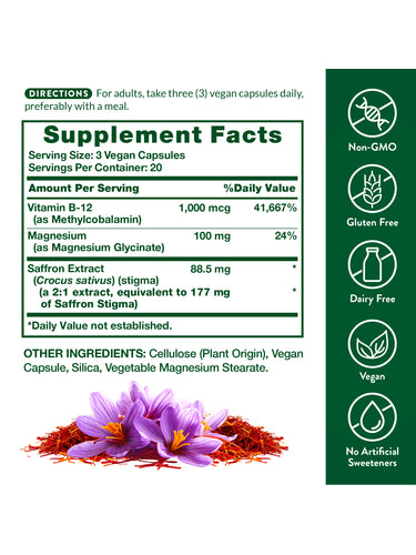 Saffron & Magnesium Glycinate | 60 Capsules