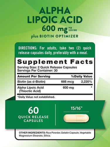 Alpha Lipoic Acid 600mg with Biotin