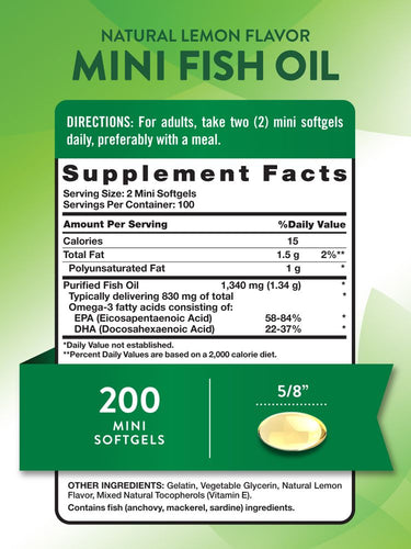 Mini Omega 3 Huile de Poisson 1300 mg | Saveur Citron