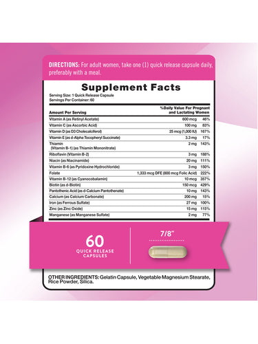 Prenatal Vitamins with Folic Acid | 60 Capsules