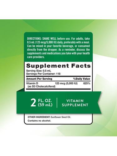Vitamin D3 5000 IU (125 mcg) Liquid