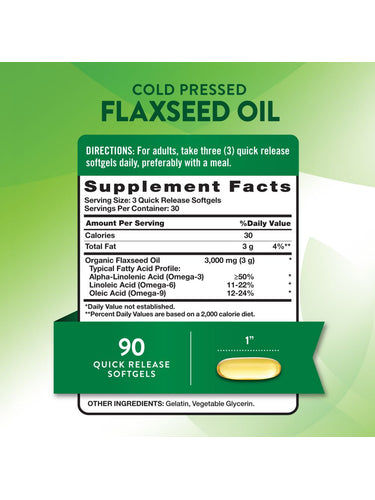 Leinsamenöl 3000 mg mit 1500 mg Omega 3