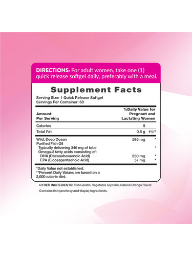 Supplement Facts panel for NT Prenatal DHA containing 60 softgels.