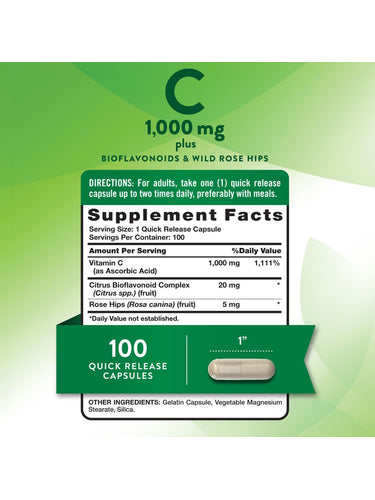 Vitamina C 1000 mg con Bioflavonoides y Escaramujos