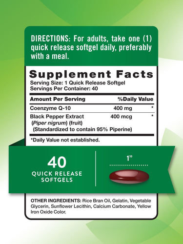 CoQ-10 400 mg avec Poivre Noir