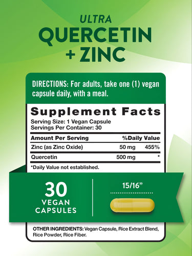 Quercetina con Zinc | 30 Cápsulas
