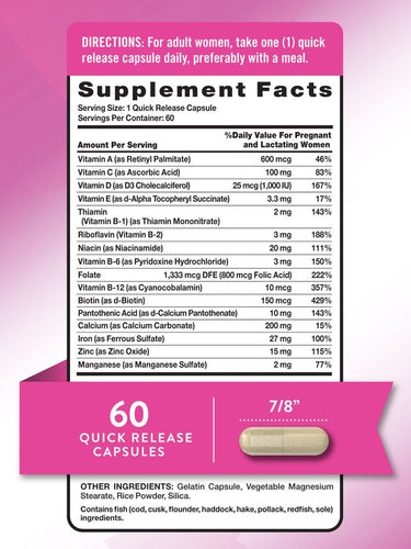 Prenatal Vitamins with Folic Acid | 60 Capsules
