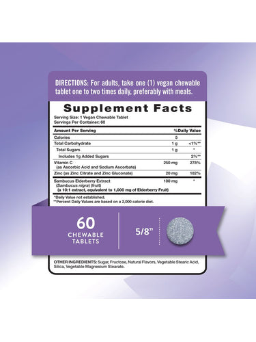 Complejo Inmunológico de Saúco con Vitamina C y Zinc | Masticables