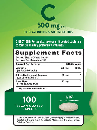 Vitamin C 500mg mit Bioflavonoiden, Hagebutten