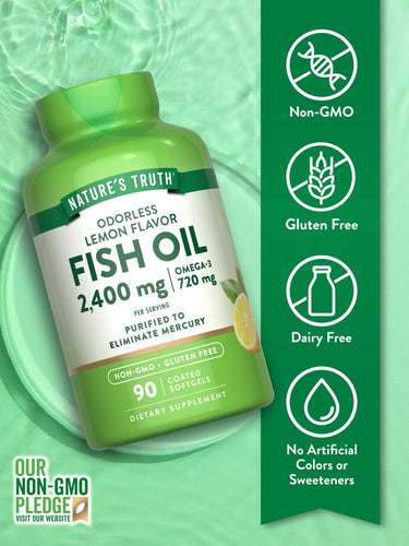 Huile de Poisson Oméga 3 2000 mg | Saveur Citron Sans Odeur