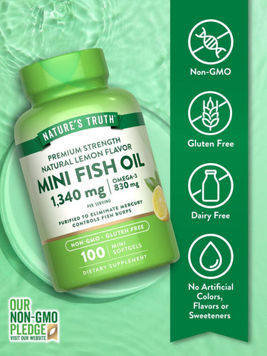 Mini Omega 3 Fish Oil 1340 mg | Lemon Flavor