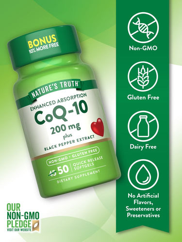 CoQ-10 200 mg mit schwarzem Pfeffer