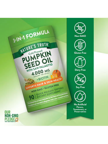 Pumpkin Seed Oil Pills | 90 Softgels