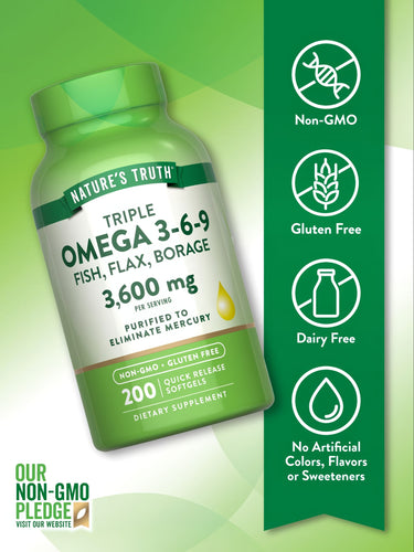 Triple Omega 3-6-9 3600 mg with Fish, Flax, Borage