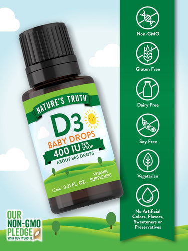 Vitamin D3 Baby Liquid Drops 400 IU (10 mcg)
