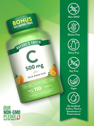 Vitamin C 500 mg mit Hagebutten