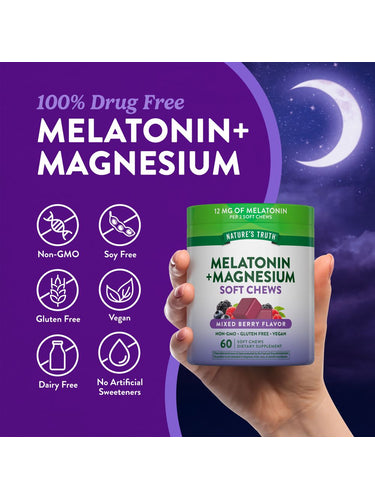 Melatonin with Magnesium Soft Chews | 60 Count