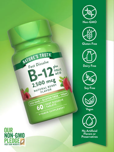Vitamina B-12 2500 mcg con Acido Folico