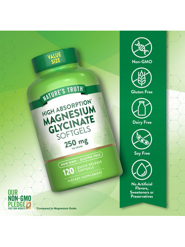 Glicinato de Magnesio 250mg | 120 Cápsulas Blandas
