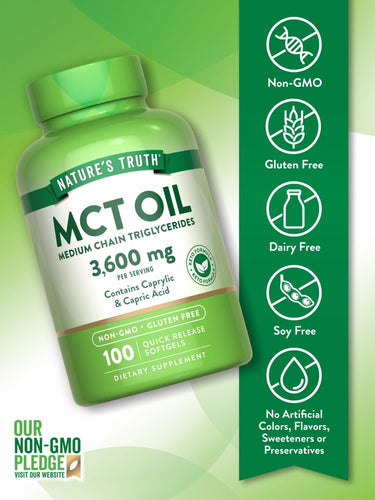 Huile de MCT 3600 mg (Triglycérides à Chaîne Moyenne)