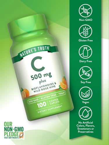 Vitamin C 500mg mit Bioflavonoiden, Hagebutten
