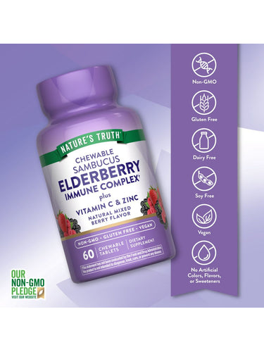 Holunderbeeren Immunkomplex mit Vitamin C und Zink | Kaubonbons