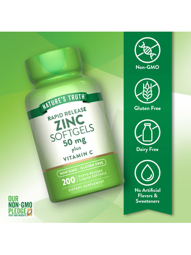Zinc 50mg Supplement | with Vitamin C