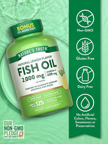 Huile de Poisson Oméga 3 2000 mg | Saveur Citron