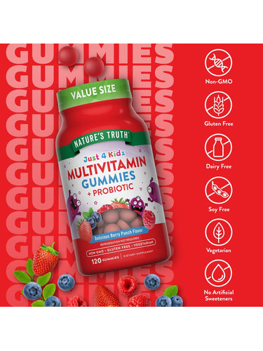Kinder-Multivitamin mit Probiotika | 120 Gummies