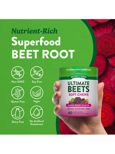 Beet Root Chews | 60 Vegan Soft Chews