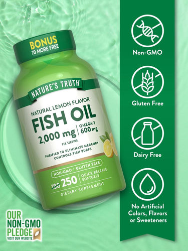 Óleo de Peixe Ômega 3 2000 mg | Sabor Limão